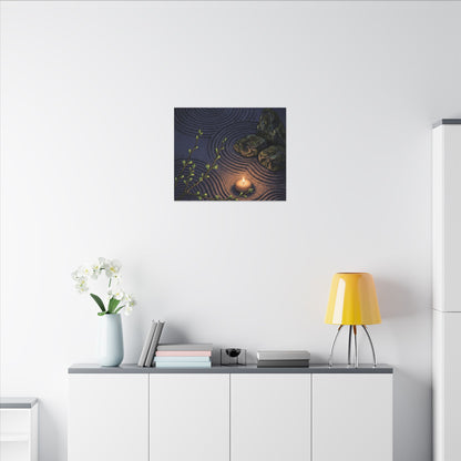 Mono No Aware Rock Garden Canvas Art - Zen Ukiyo E Inspired