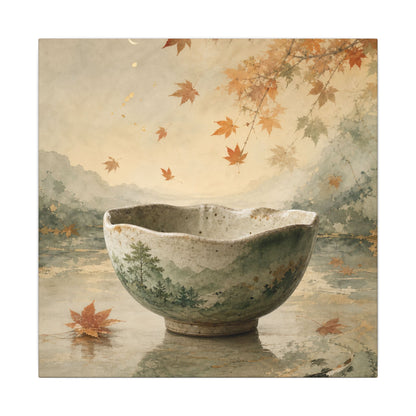 Autumn Ceramic Bowl Watercolor Canvas Art | Cozy Decor