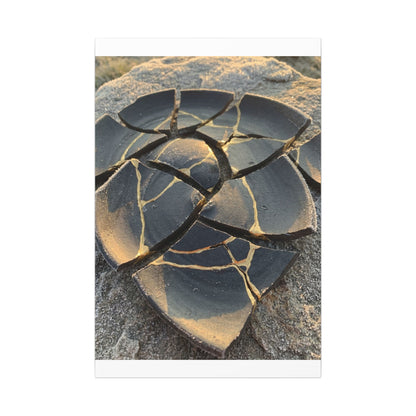 Broken Pottery Winter Canvas Art | Kintsugi Resilient Design