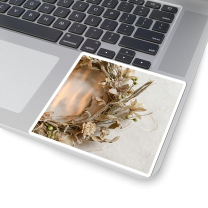 Dried Flowers Japanese Pattern Sticker | Elegant Japandi Art Art Print