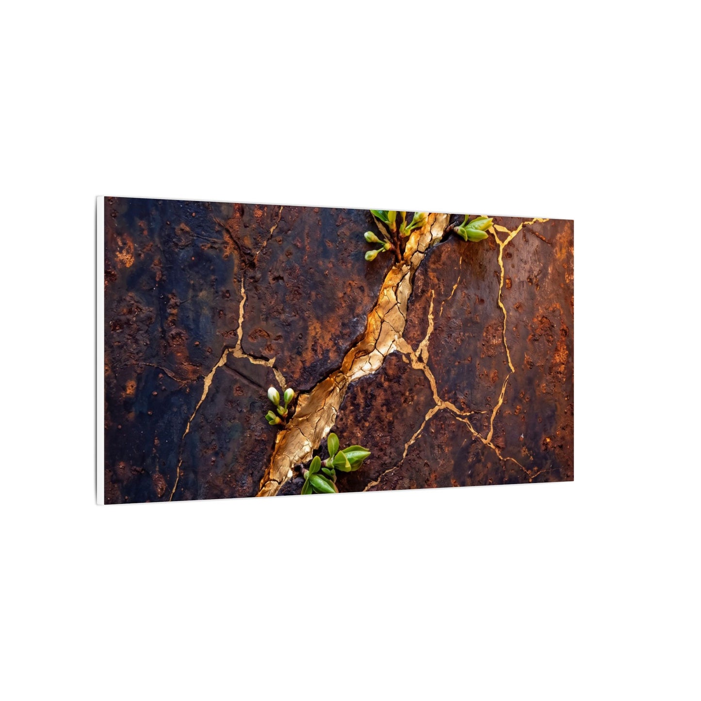 Rust Patina Spring Canvas Art | Kintsugi Resilient Design