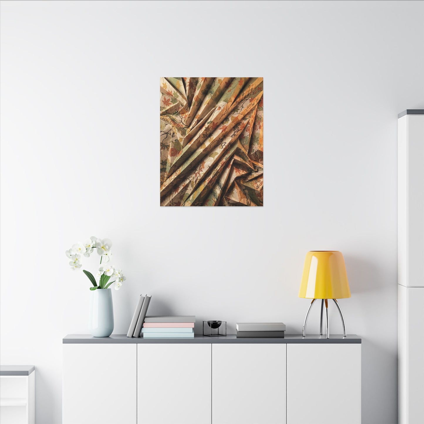 Paper Fold Autumn Canvas Art | Japandi Earthy Design