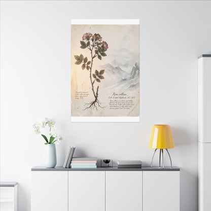 Winter Mountain Mist Herbarium Canvas Art | Earthy Decor