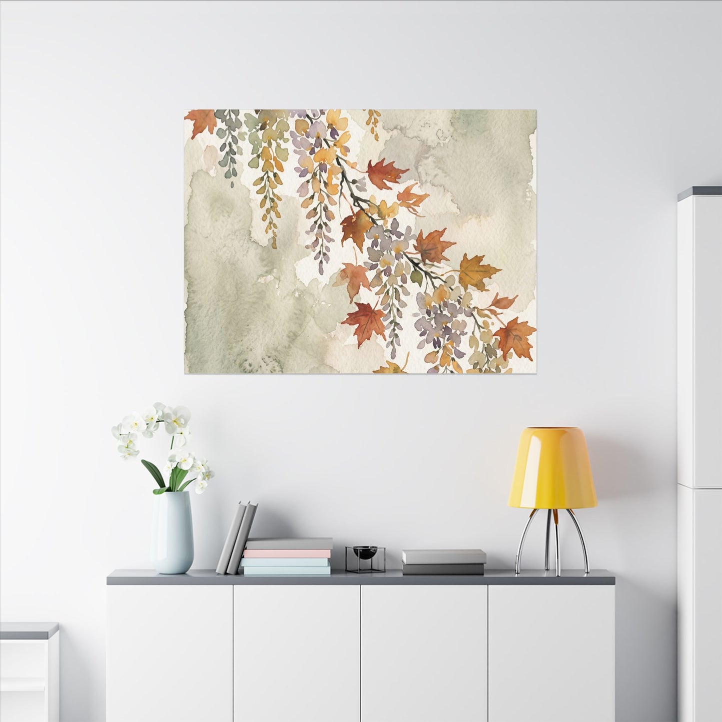 Ma Wisteria Canvas Art - Japandi Watercolor