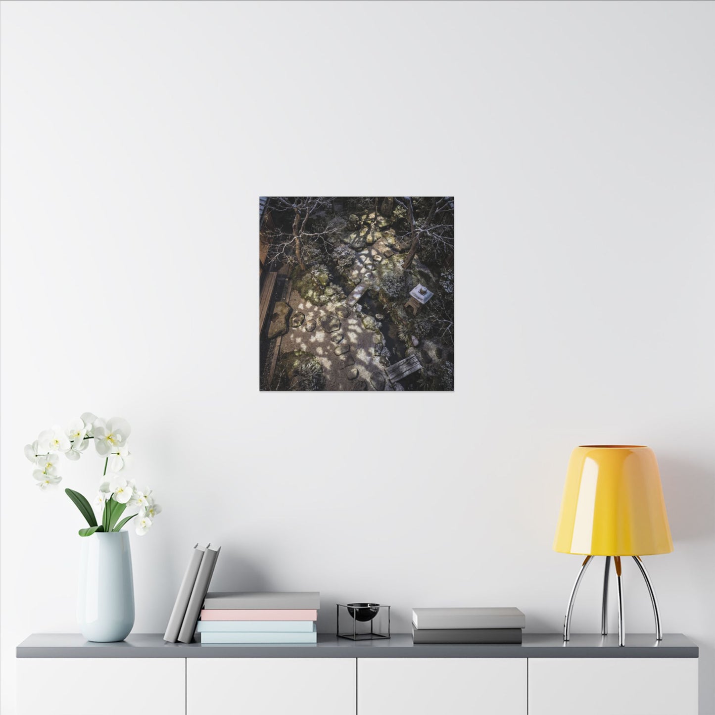 Moonlit Garden Japanese Pattern Canvas Art | Elegant Japandi Art