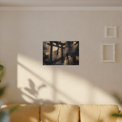 Winter Torii Gate Moody Minimal Canvas Art | Bold Decor