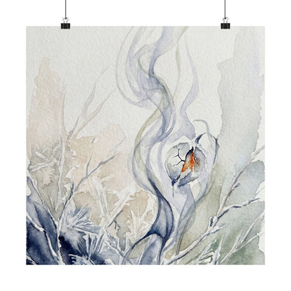 Incense Smoke Watercolor Wall Art Print | Elegant Japandi Art