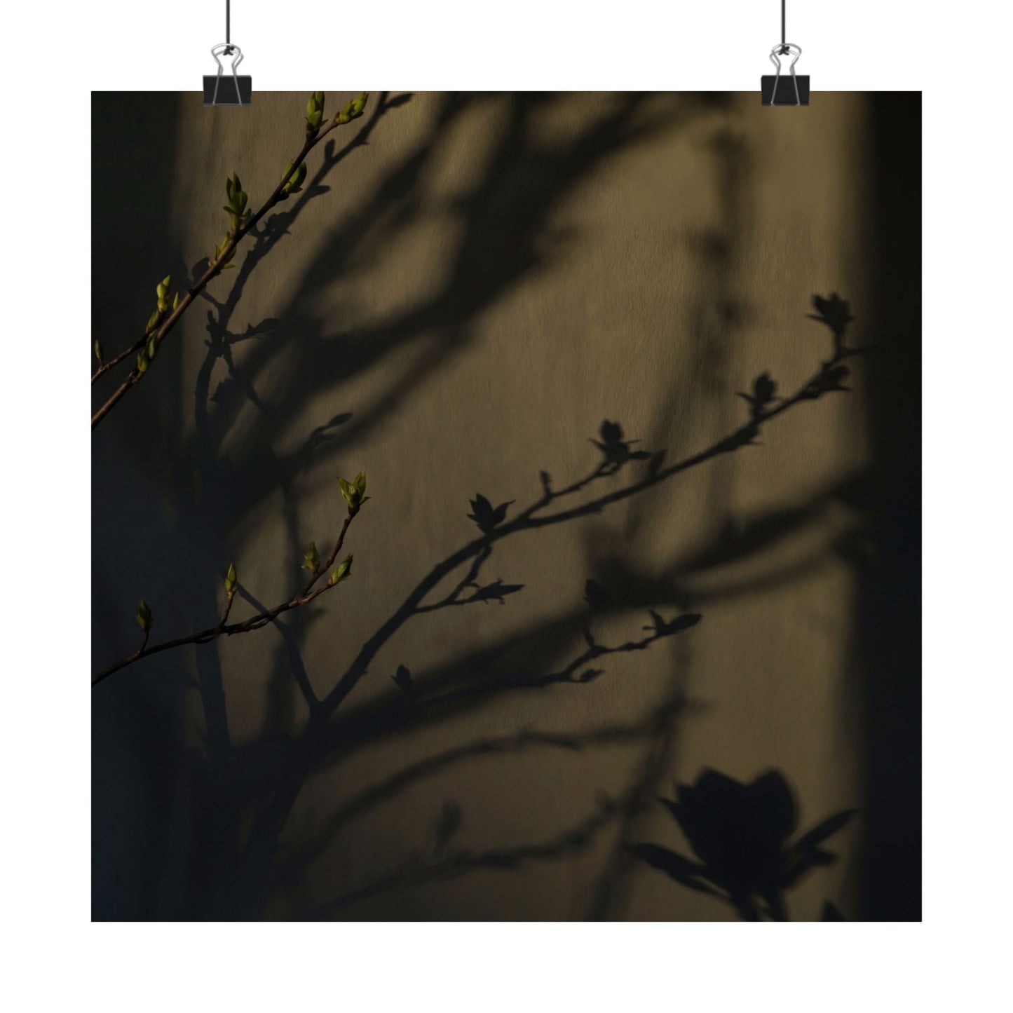 Spring Shadow Play Charcoal Ink Wall Art Print | Moody Decor