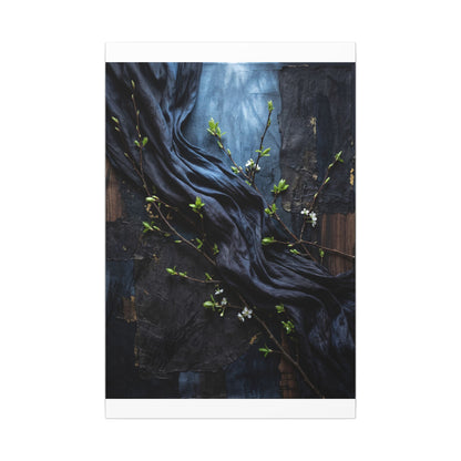 Spring Silk Drape Dark Texture Canvas Art | Atmospheric Decor