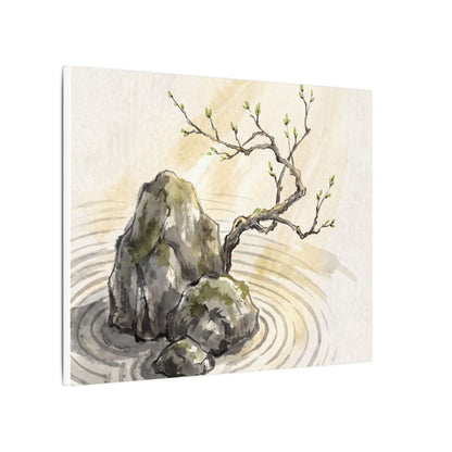 Serene Rock Garden Canvas Art - Sumi E Zen
