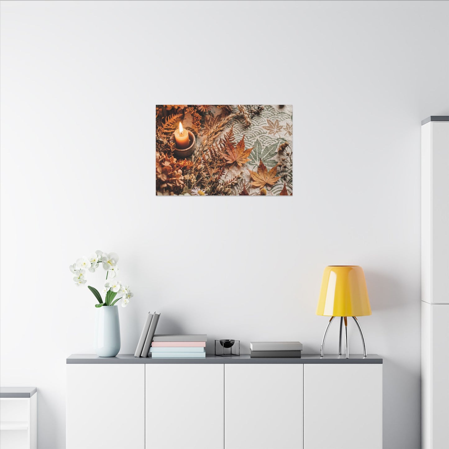 Candlelight Dried Flowers Canvas Art - Japandi Seijaku