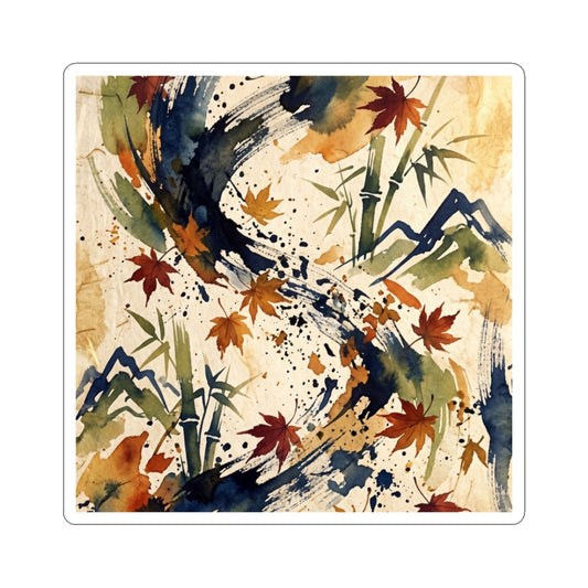 Ink Brushstroke Ukiyo E Inspired Sticker | Calm Zen Art
