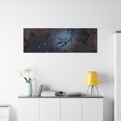 Bold Cherry Blossom Canvas Art - Charcoal Ink Dark Japandi