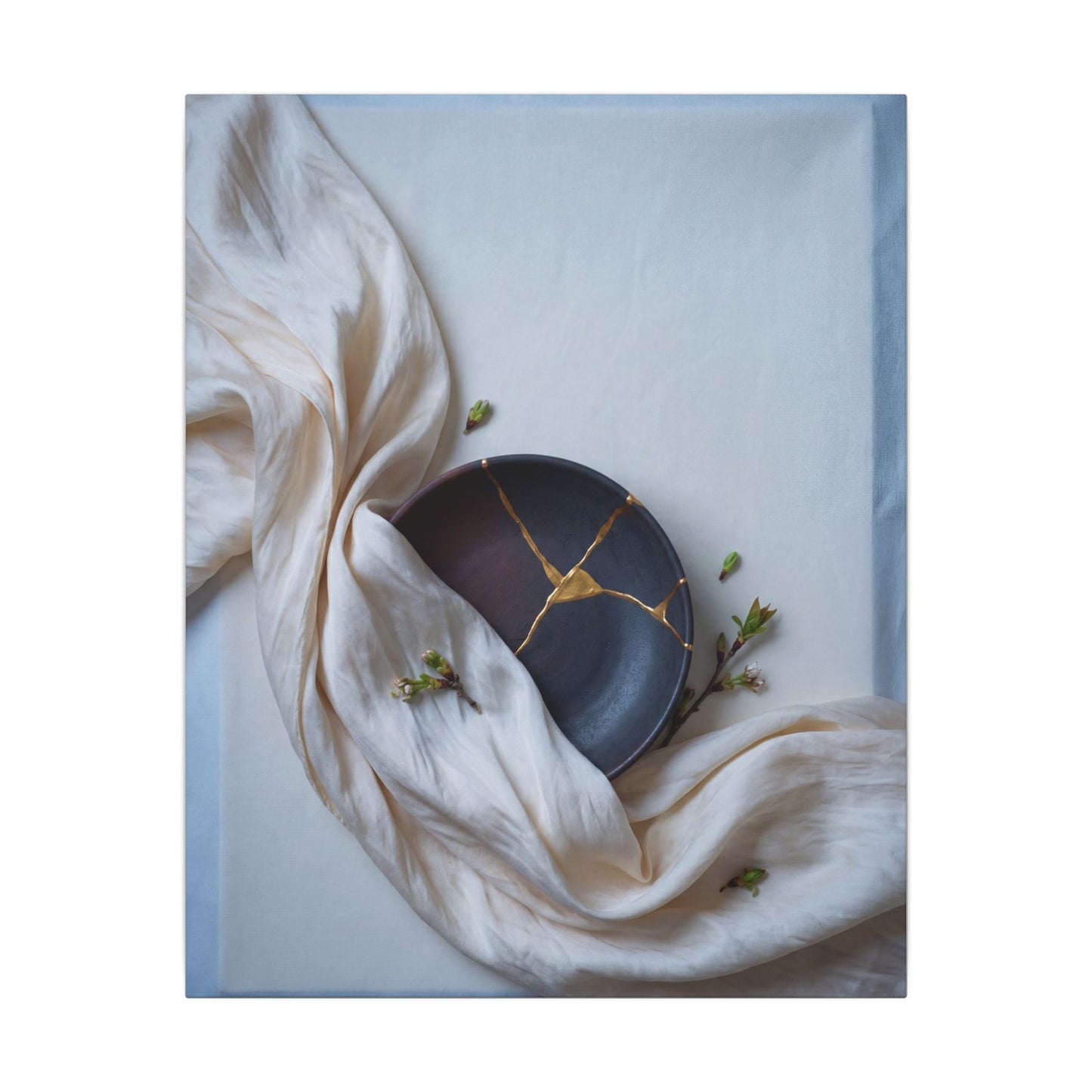 Ma Silk Drape Canvas Art - Kintsugi Gold Repair