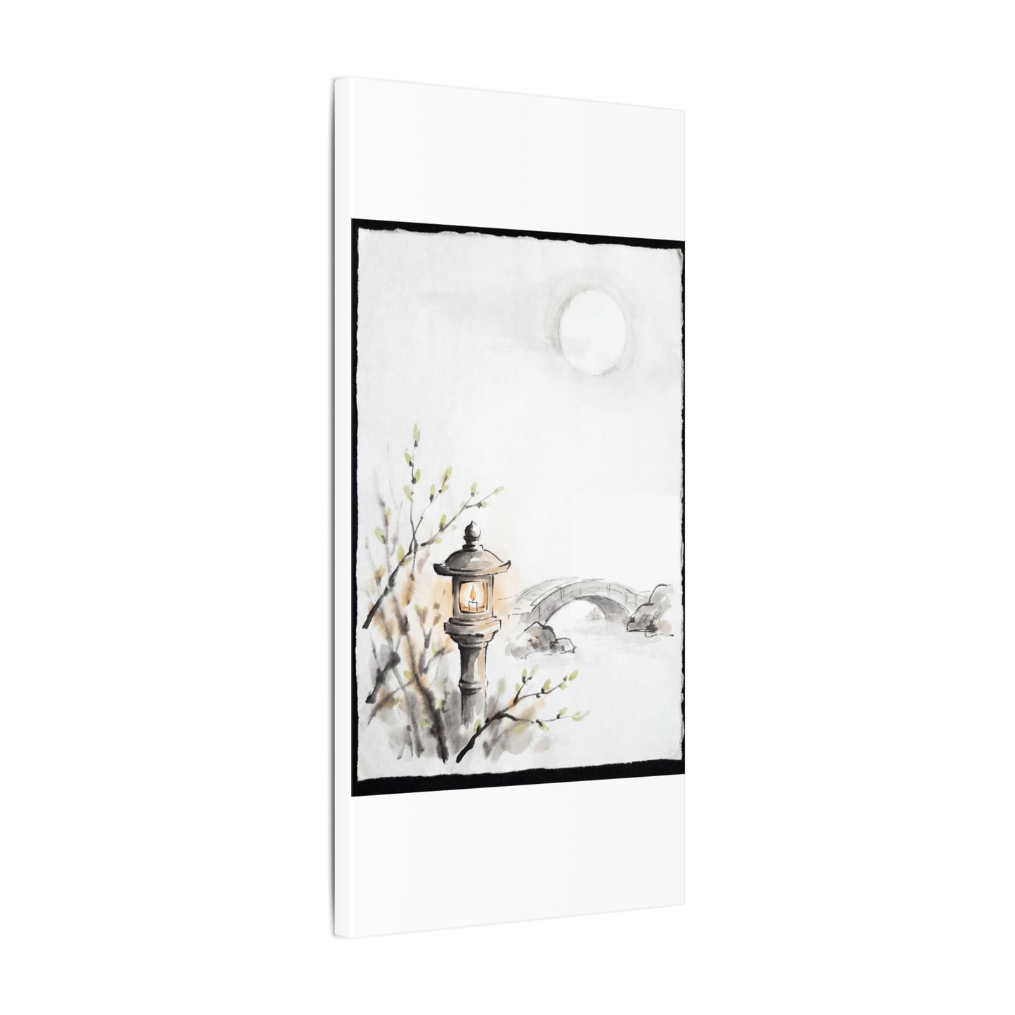 Moonlit Garden Spring Canvas Art | Zen Contemplative Design