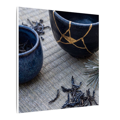 Kintsugi Tea Ceremony in Overcast | Gold Vein Canvas Art