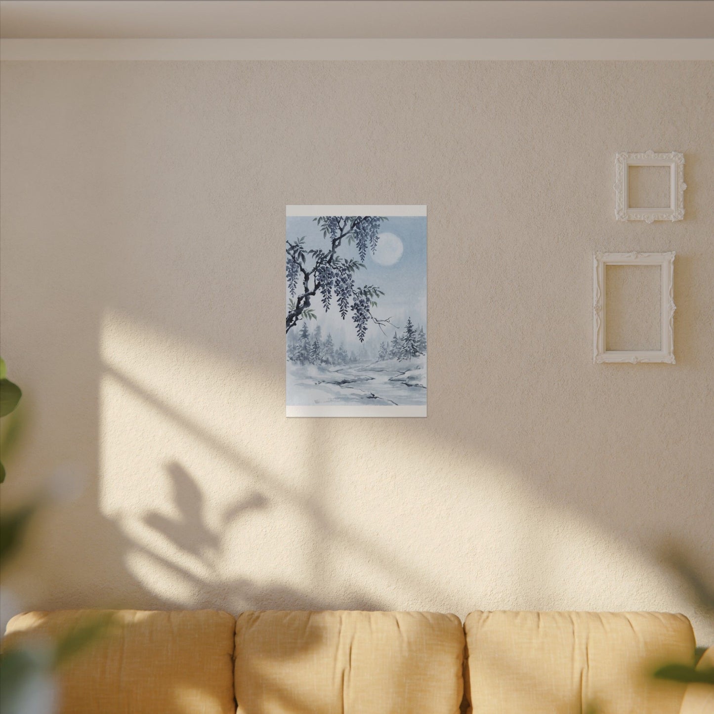 Seijaku Wisteria Canvas Art - Zen Sumi E