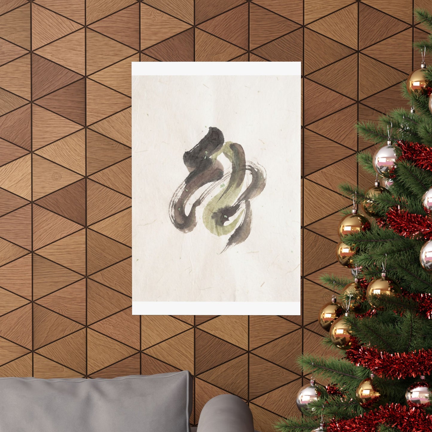 Cozy Ink Brushstroke Wall Art Print - Japanese Pattern Japandi