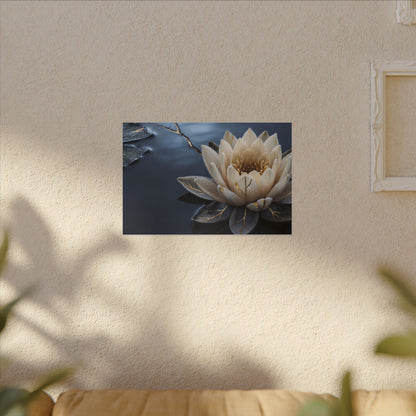 Beautiful Lotus Flower Canvas Art - Gold Vein Kintsugi