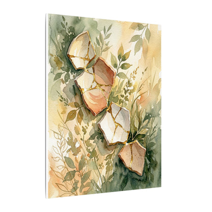 Japandi Broken Pottery in Golden Hour | Watercolor Canvas Art