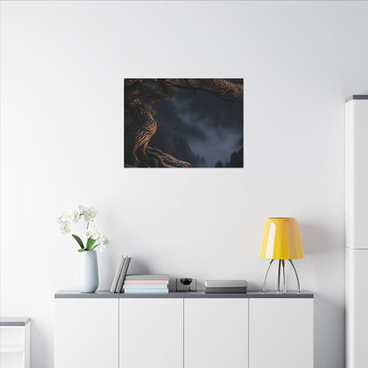 Bold Pine Tree Canvas Art - Shadow Zen Dark Japandi