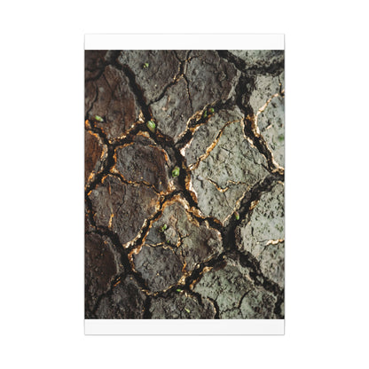 Earthy Cracked Earth Canvas Art - Japanese Pattern Japandi