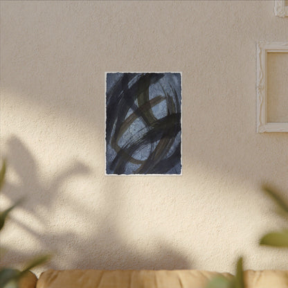 Ink Brushstroke Canvas Art | Winter Dark Japandi Shadow Zen Art