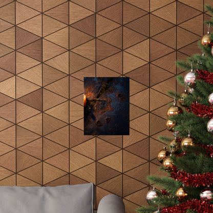 Dark Japandi Rust Patina in Candlelight | Charcoal Ink Wall Art Print