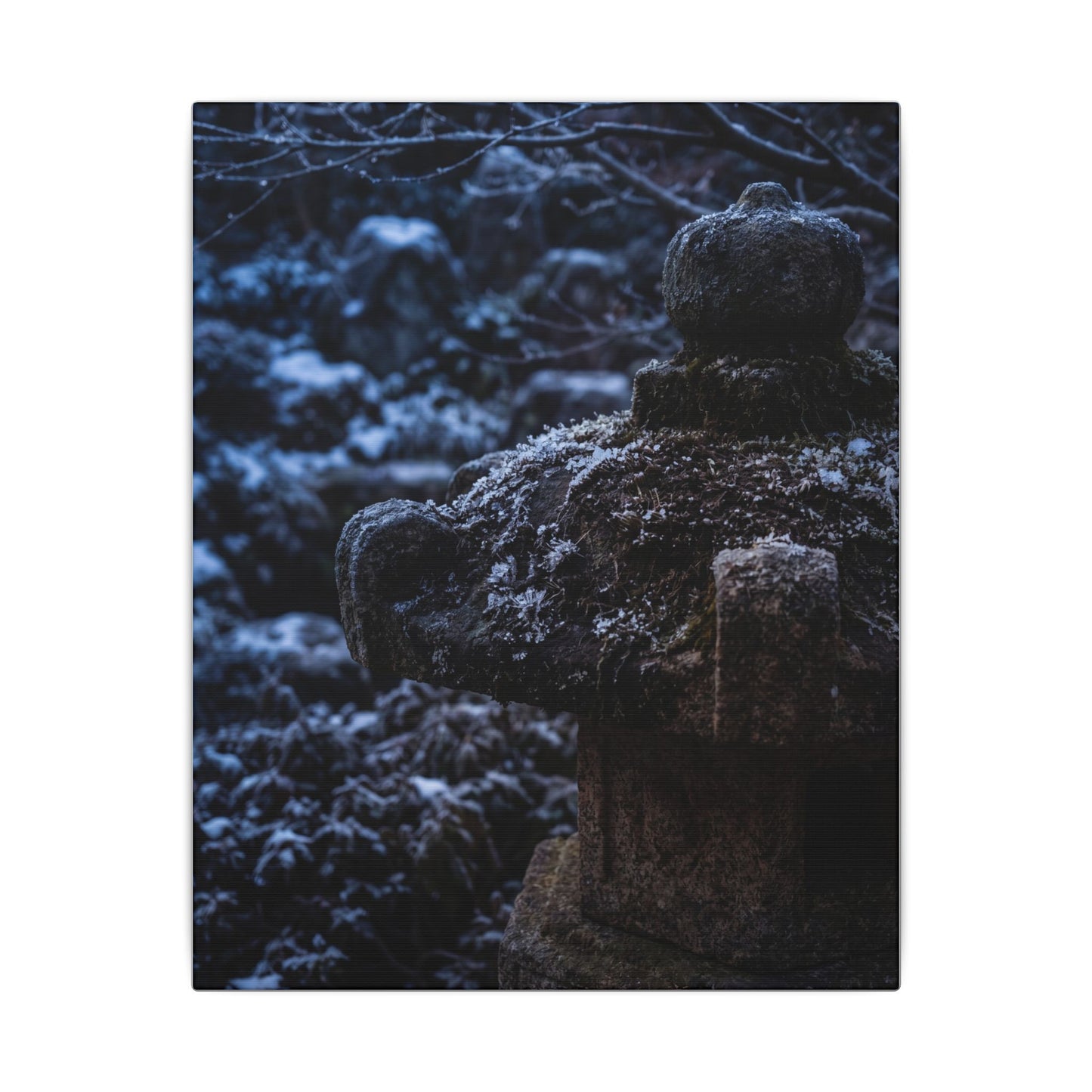 Moody Stone Lantern Canvas Art - Shadow Zen Dark Japandi