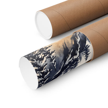 Calm Mountain Mist Wall Art Print - Ukiyo E Inspired Zen
