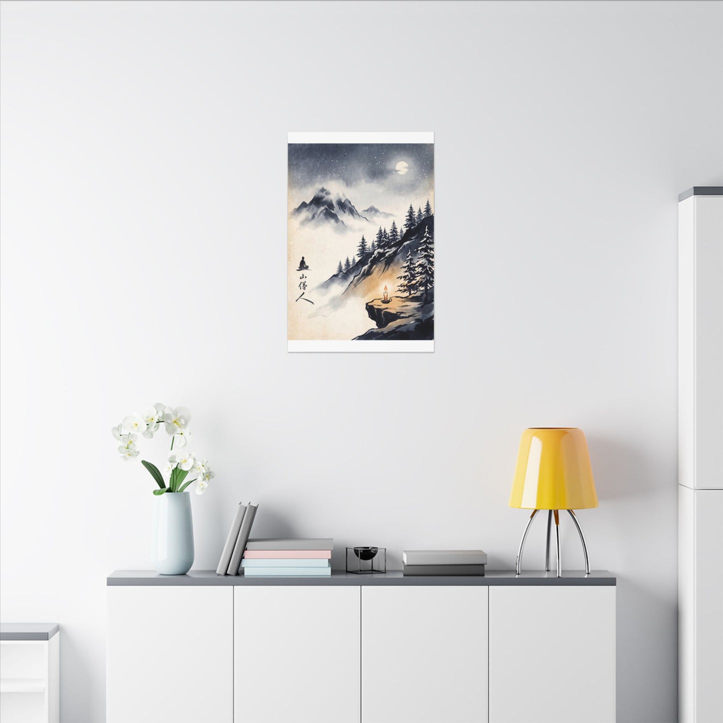 Mountain Mist Canvas Art | Winter Zen Ukiyo E Inspired Art