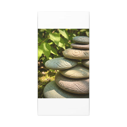 River Stones Summer Canvas Art | Japandi Earthy Design