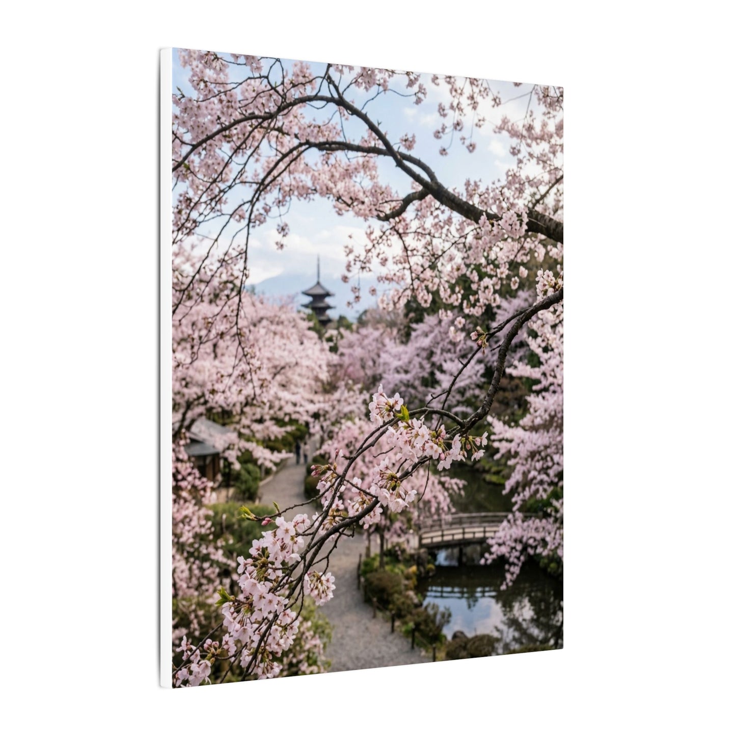 Cherry Blossom Winter Canvas Art | Dark Japandi Luxurious Design