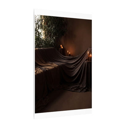 Candlelight Silk Drape Canvas Art - Dark Japandi Ma