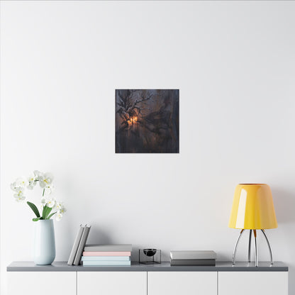 Winter Rust Patina Charcoal Ink Canvas Art | Atmospheric Decor