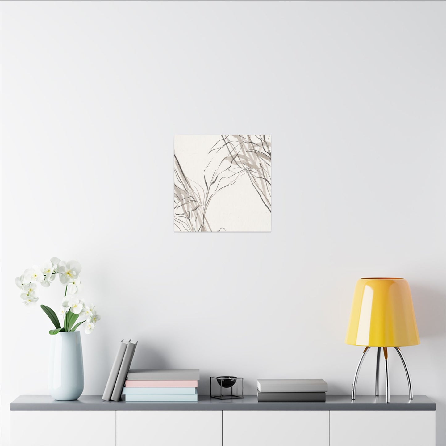 Neutral Shoji Screen Canvas Art - Minimal Line Japandi