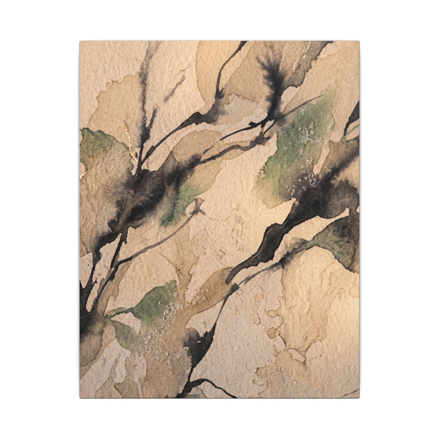 Japandi Shadow Play in Golden Hour | Watercolor Canvas Art