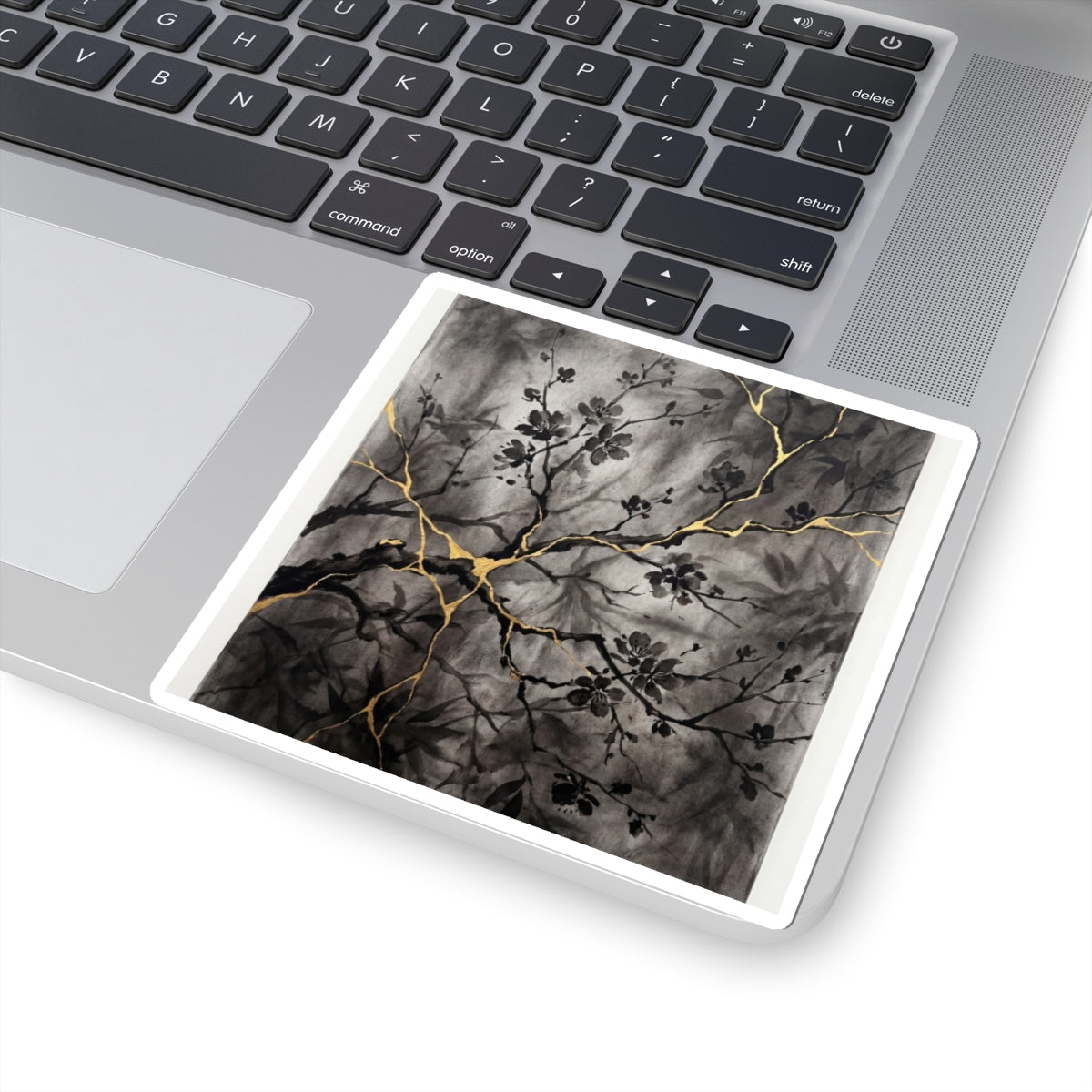 Cherry Blossom Crackle Gold Sticker | Healing Kintsugi Art Art Print