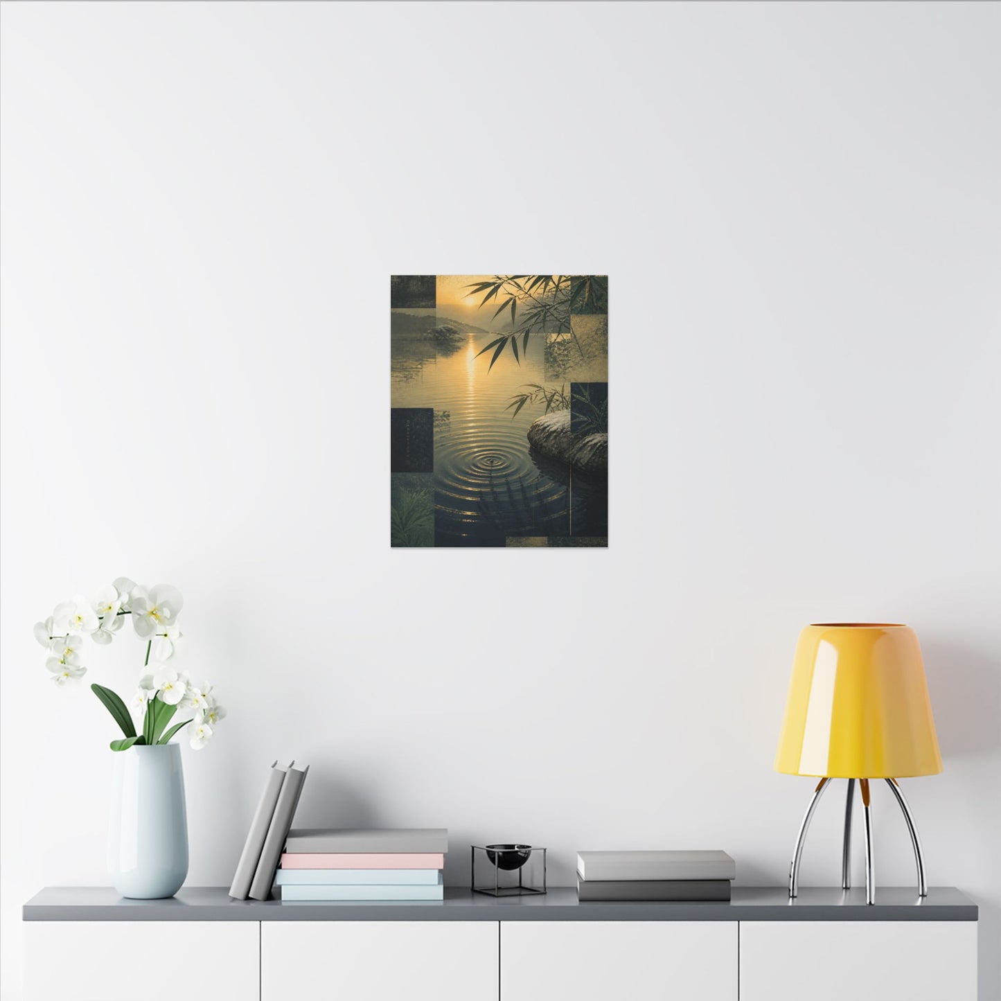 Zen Water Ripple in Golden Hour | Ukiyo E Inspired Canvas Art