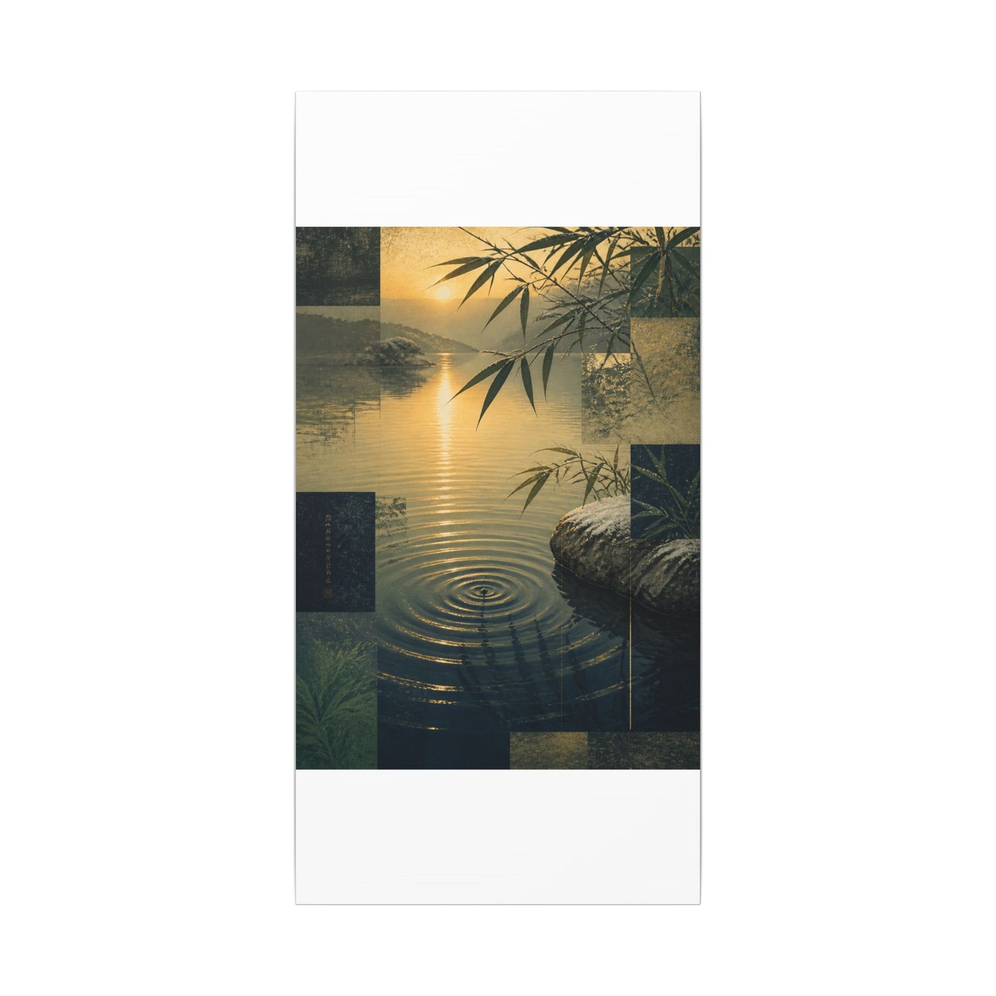 Zen Water Ripple in Golden Hour | Ukiyo E Inspired Canvas Art