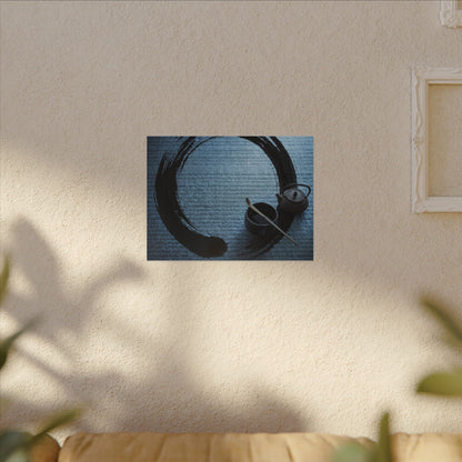 Winter Tea Ceremony Enso Canvas Art | Peaceful Decor