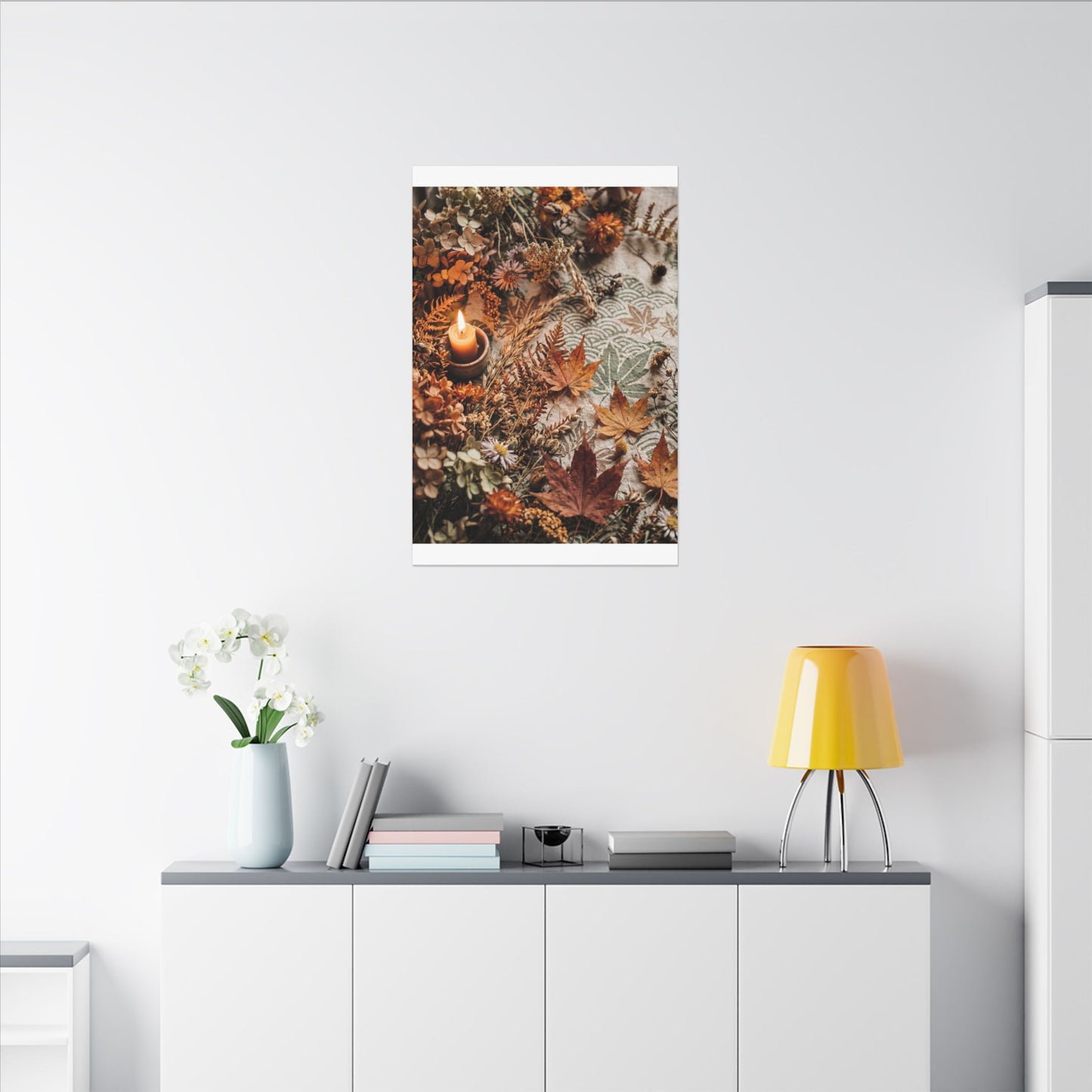 Candlelight Dried Flowers Canvas Art - Japandi Seijaku