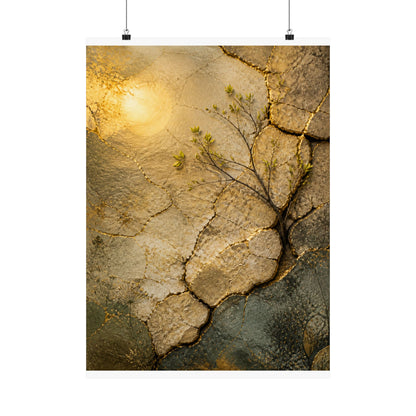Cracked Earth Texture Wall Art Print | Earthy Japandi Art