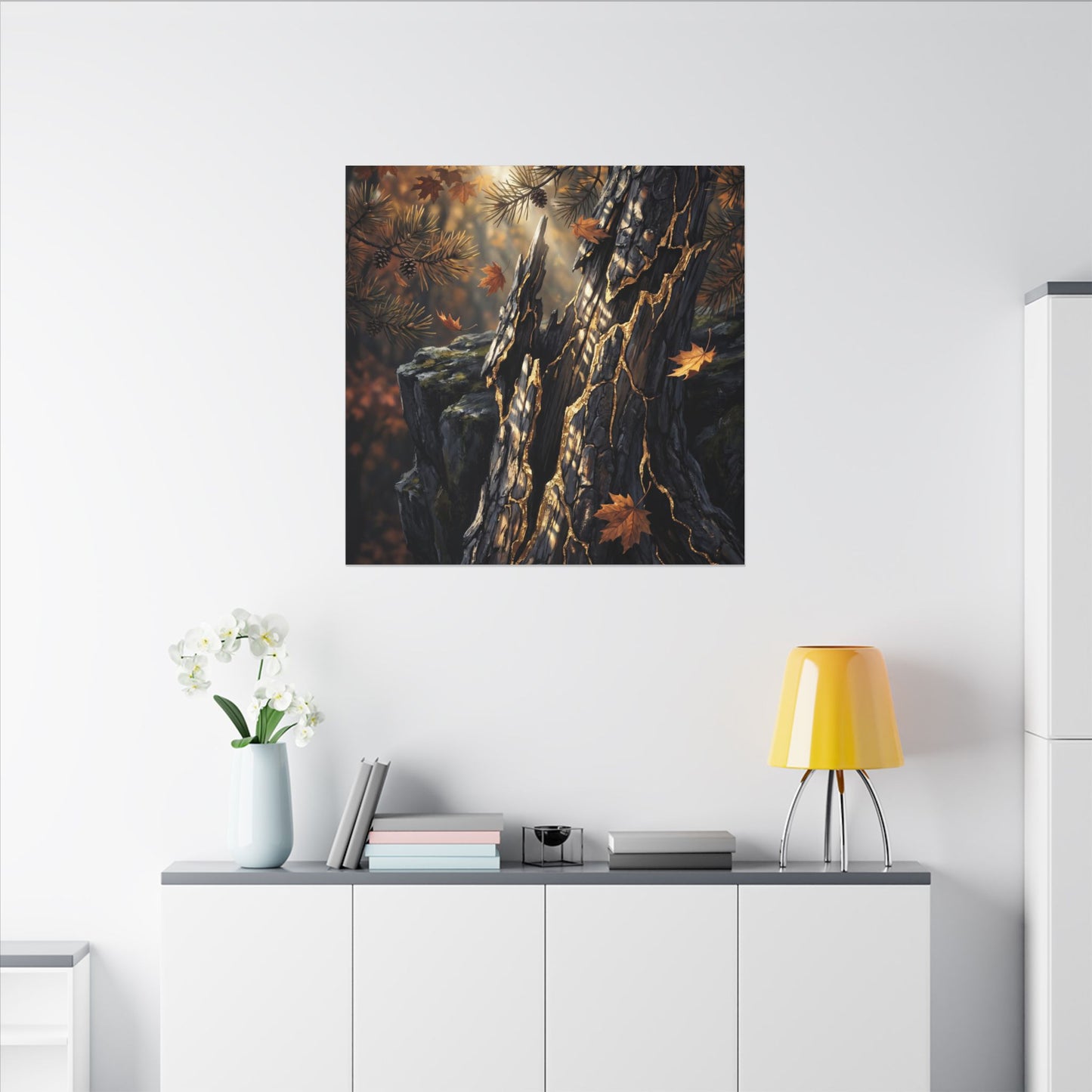 Pine Tree Autumn Canvas Art | Kintsugi Beautiful Design