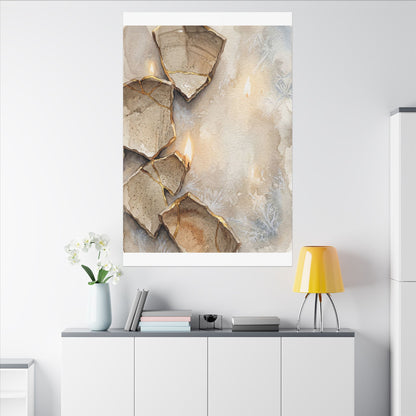 Broken Pottery Winter Canvas Art | Japandi Warm Design