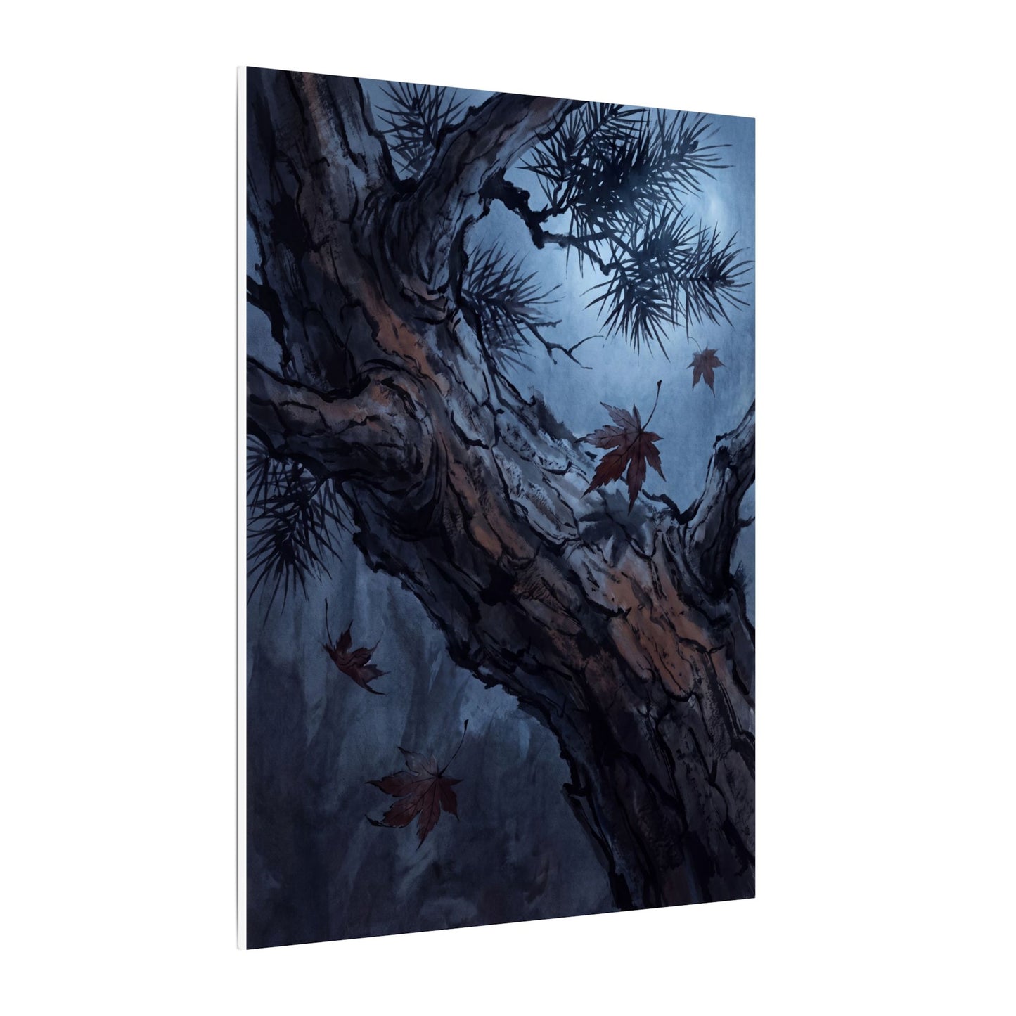 Atmospheric Pine Tree Canvas Art - Shadow Zen Dark Japandi