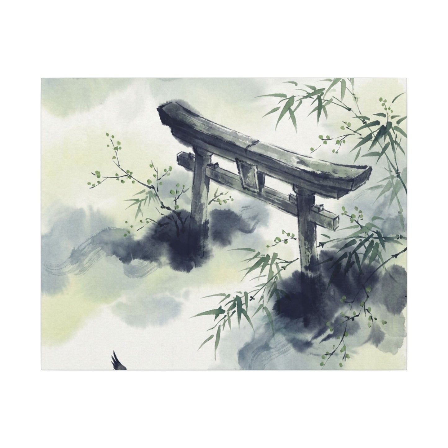 Torii Gate Sumi E Canvas Art | Serene Zen Art