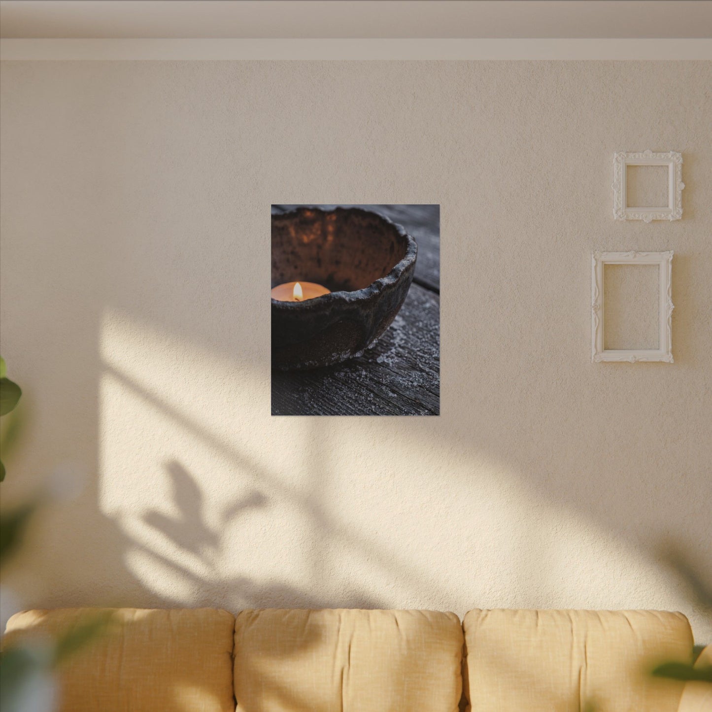 Atmospheric Ceramic Bowl Canvas Art - Moody Minimal Dark Japandi