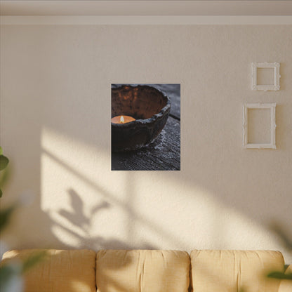 Atmospheric Ceramic Bowl Canvas Art - Moody Minimal Dark Japandi