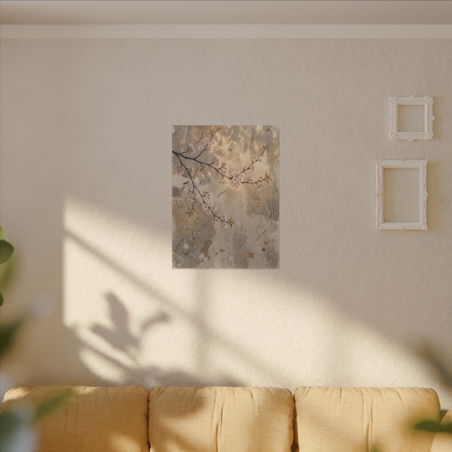 Summer Cherry Blossom Texture Canvas Art | Neutral Decor